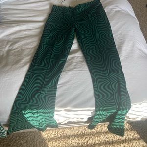 BRAND NEW NEVER WORN Zara green with black stripe, stretch, flare pant.